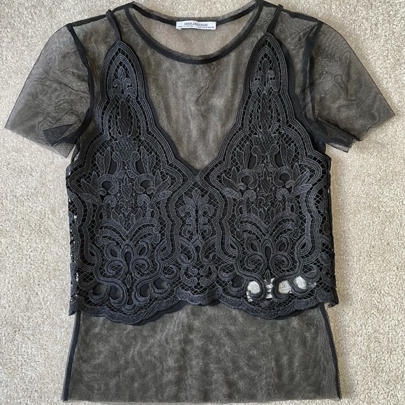Zara Sheer Lace Top - Picture 3 of 4